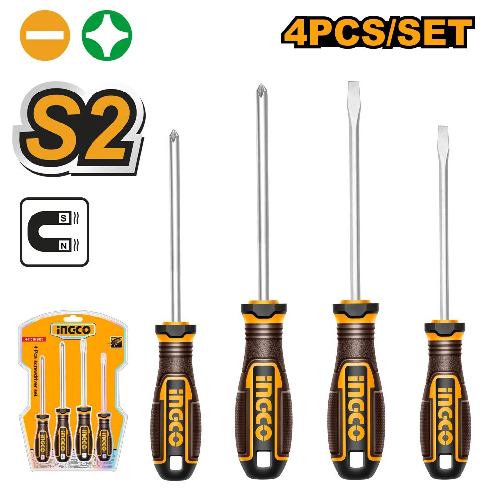 Набор отвëрток 4 шт S2 SUPER INGCO HKSDS0428 INDUSTRIAL