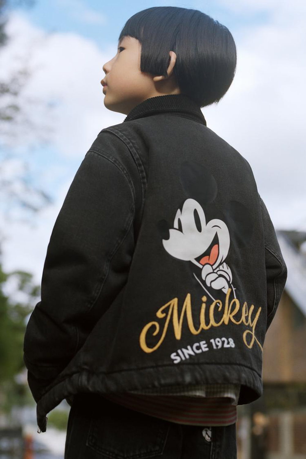ZARA УТЕПЛЕННАЯ ДЖИНСОВАЯ КУРТКА MICKEY MOUSE © DISNEY, ЧЕРНЫЙ