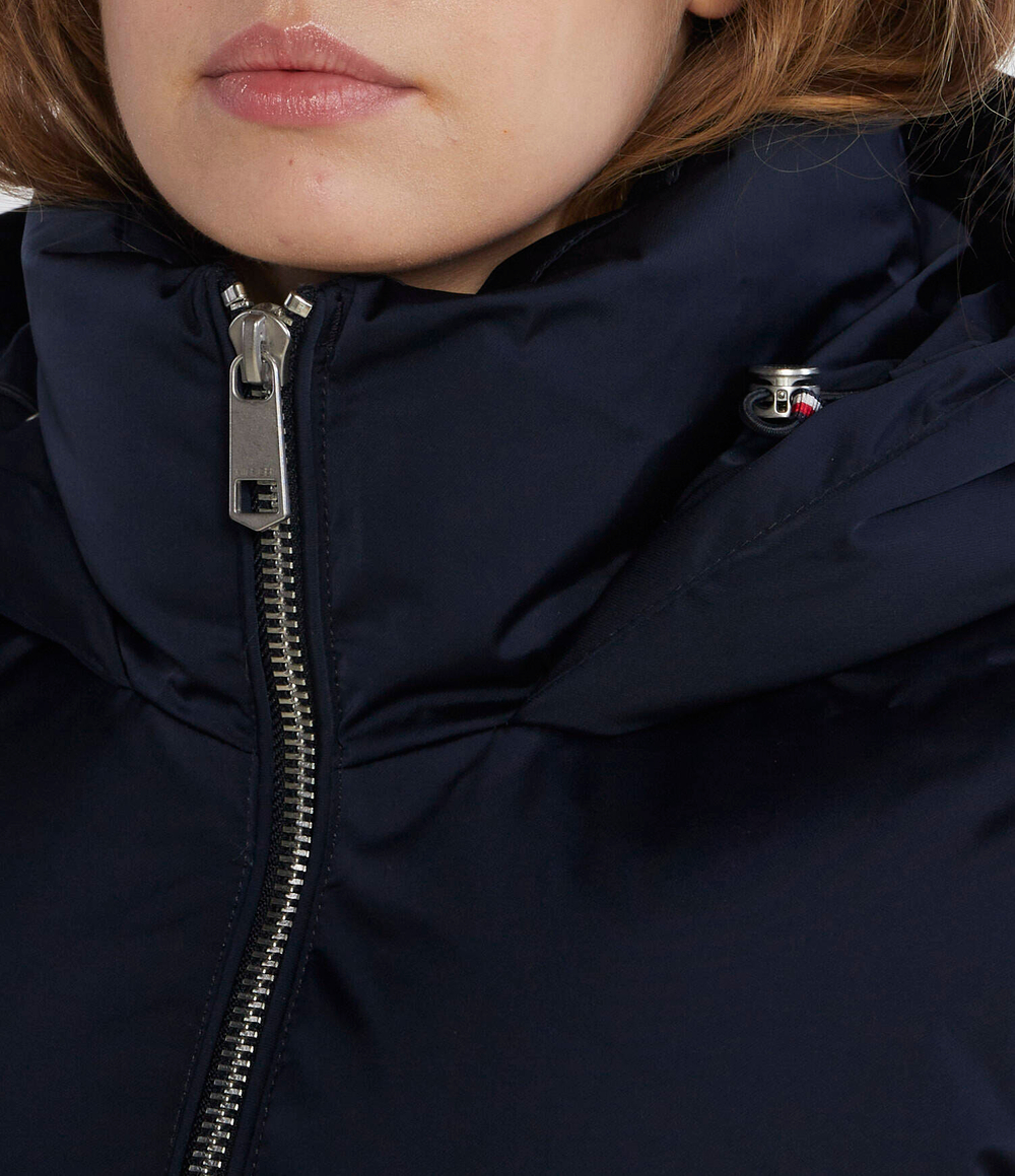 Пуховое пальто SATEEN HOODED MAXI Tommy Hilfiger - темно-синий(WW0WW40834)