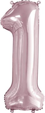 Шар (34"/86 см) Цифра, 1, Slim, Светло-розовый, 1 шт. в упак.