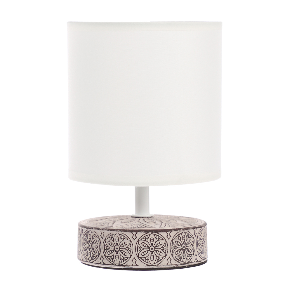 BY Светильник переносной настольный Перей, 40Вт, 20,5 см, E14, 230В, керамика,текстиль,белый/бежевый