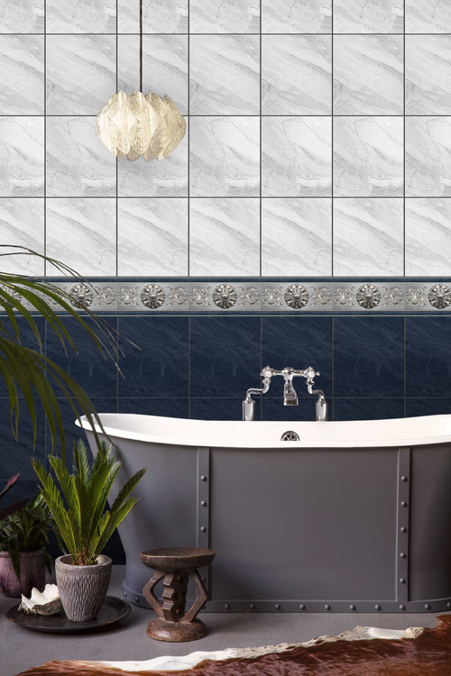 Панель ПВХ фотопечать с глиттером Центурион Темно-Синий Серебро 2700х250мм