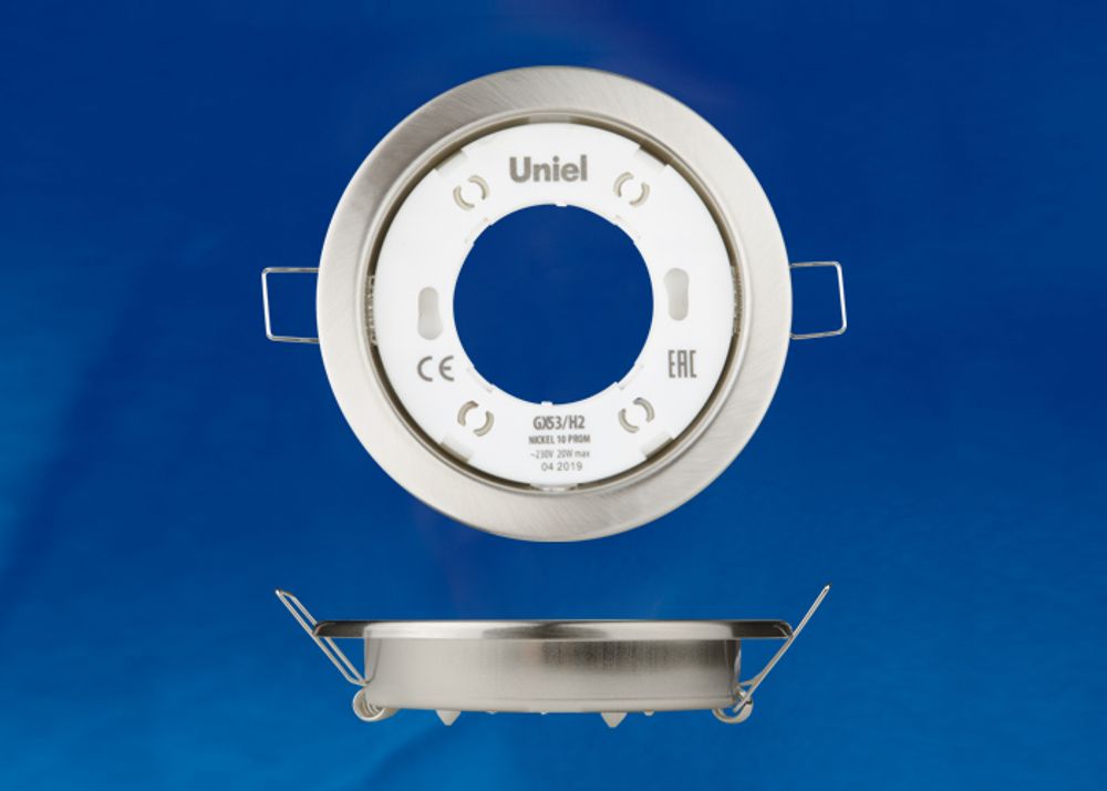 GX53-H2 NICKEL 10 PROM Светильник ультратонкий встраиваемый. В составе набора из 10шт. Корпус никель. Картон. TM Uniel.