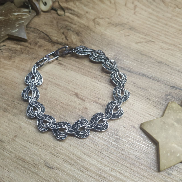 Браслет Vogue 2 Огонек стразы графитовые металл серебристый