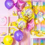 Шар (18"/46 см) Круг, Губка Боб, С Днем Рождения!, Желтый, 1 шт. в упак.