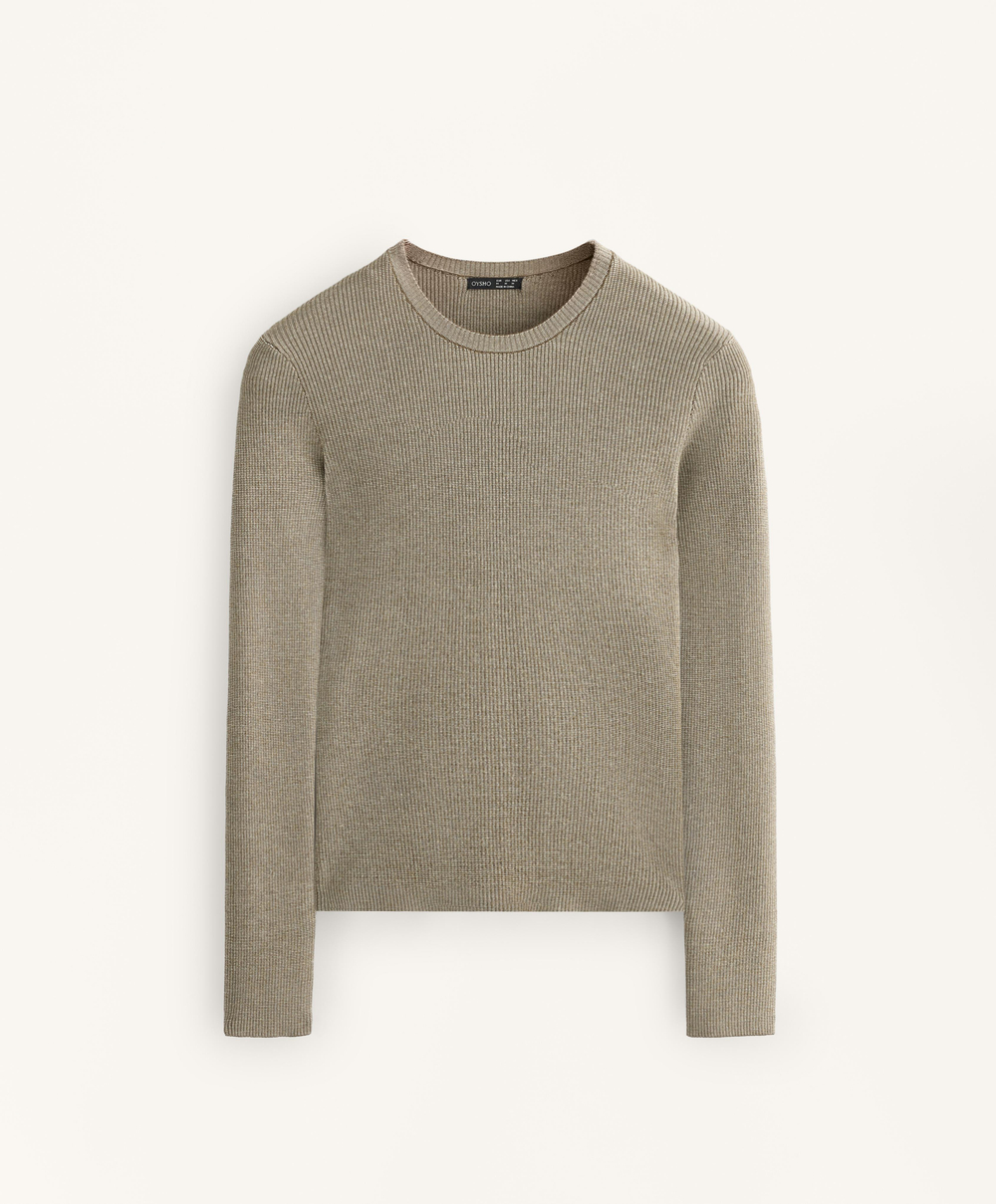 Oysho Футболка Base layer из трикотажа с рельефным узором, оливково-зеленый