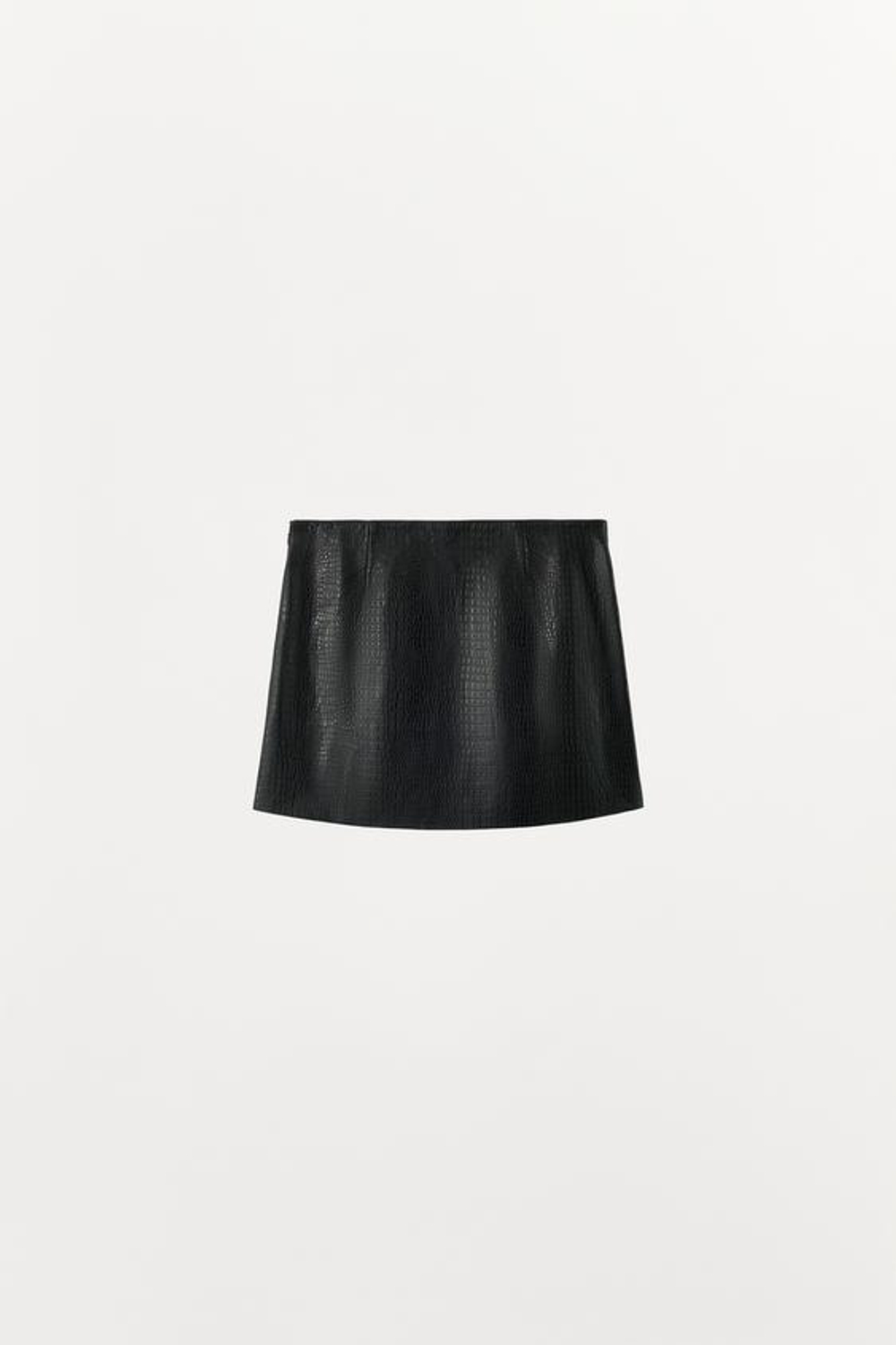 ZARA МИНИ-ЮБКА ИЗ 100% КОЖИ, ЧЕРНЫЙ