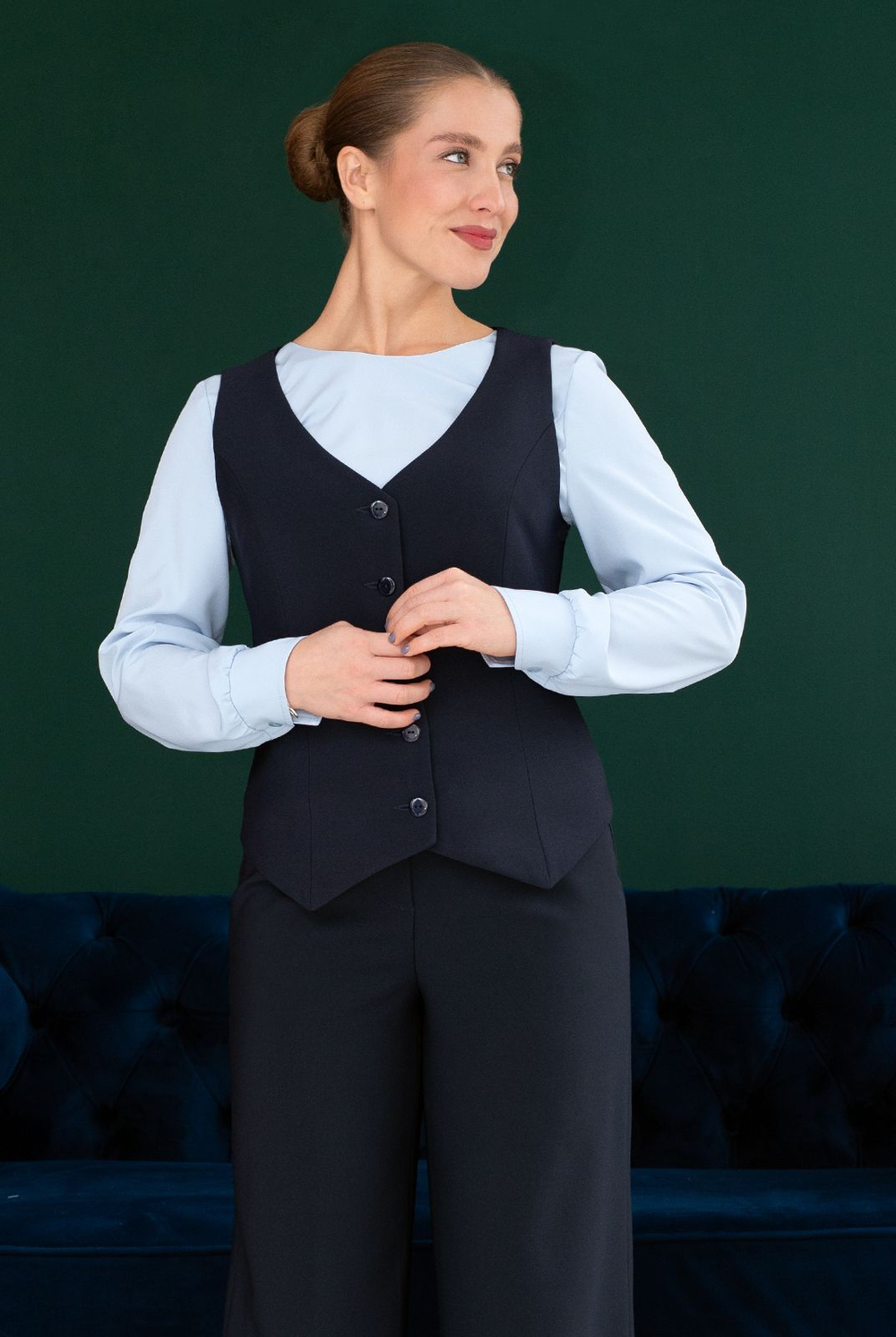 Жилет с подкладом Mila Bezgerts 46Д, цвет Синий, размер 64-164