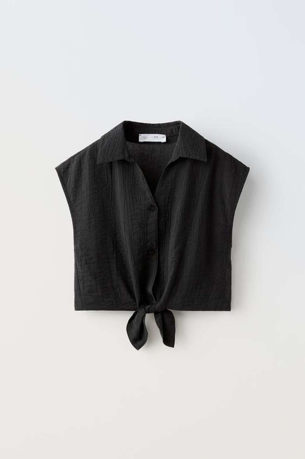 ZARA ТОП ИЗ РЕЛЬЕФНОЙ ТКАНИ С УЗЛОМ, ЧЕРНЫЙ