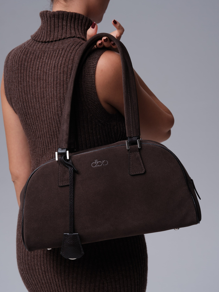 Замшевая сумка DBR 31358 темно-коричневый велюр