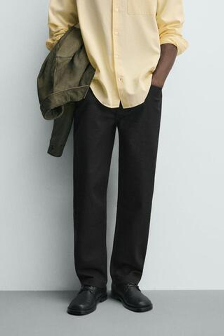 ZARA БРЮКИ STRAIGHT FIT, ЧЕРНЫЙ