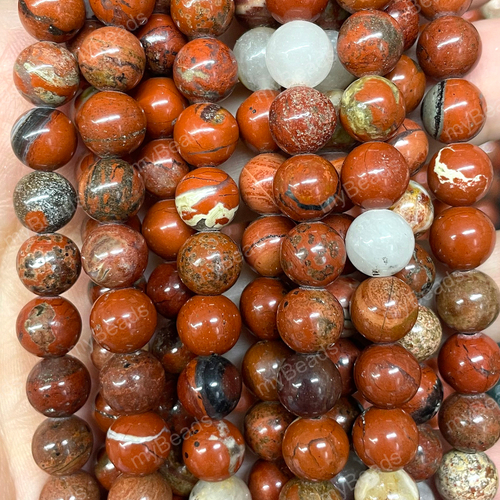 Яшма красная 8 мм, бусины - шарики (нить 38 см)