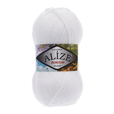Пряжа Alize (Ализе) Burcum Klasik / уп.5 мот. по 100 г, 210м, 055 белый A