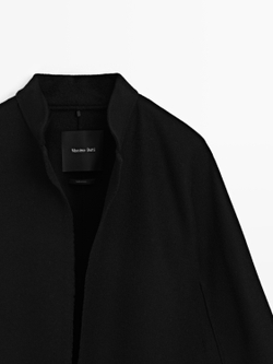 Massimo Dutti Длинное пальто с воротником-стойкой, черный
