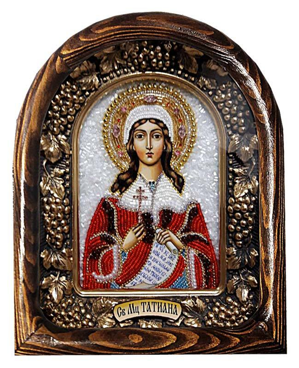 Дивеевская икона святая мученица Татьяна, печать, гранат и бисер