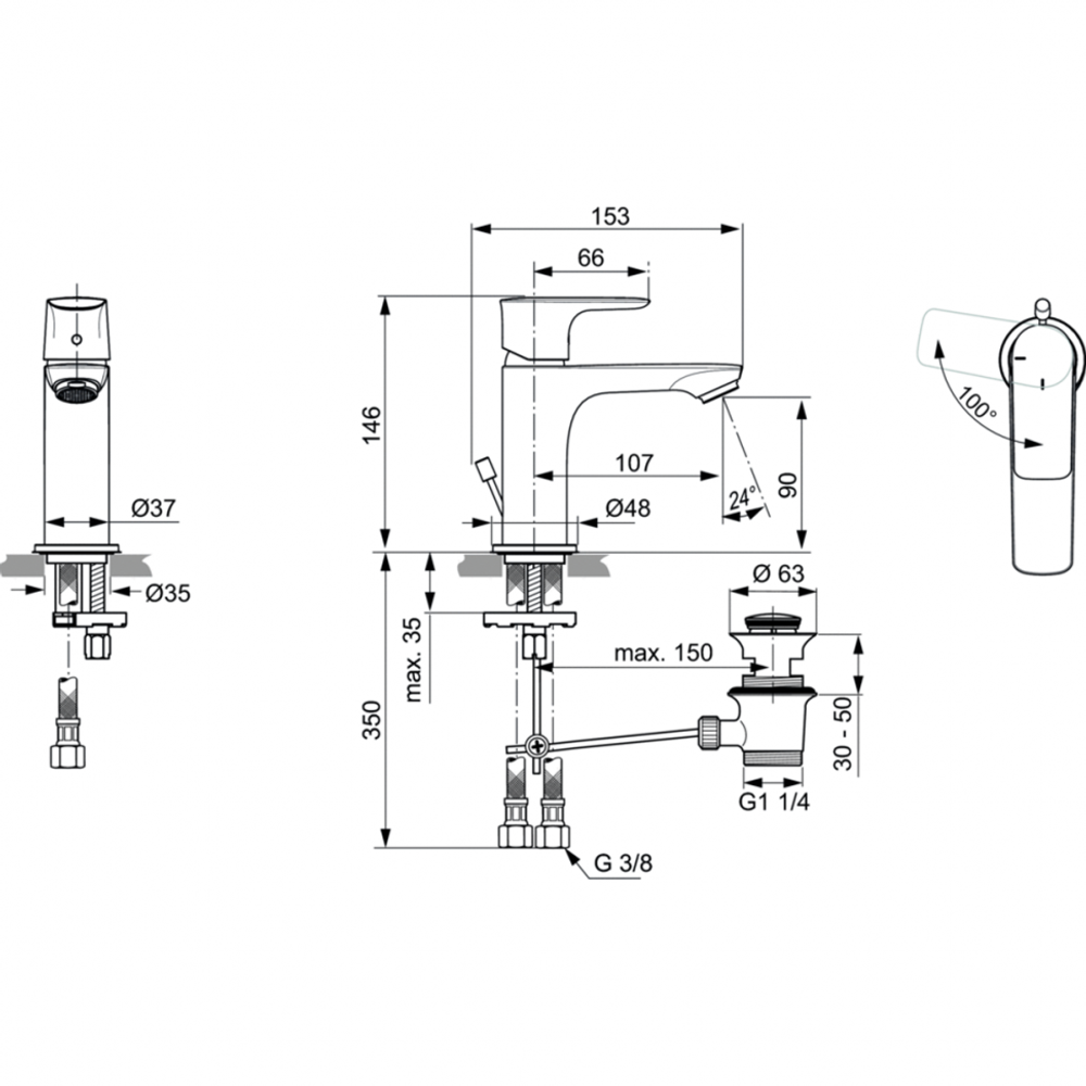 Смеситель Ideal Standard  CONNECT AIR A7008AA для умывальника