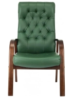 Кресло Бюрократ T-9928WALNUT-CF, зеленый, кожа, на ножках, дерево