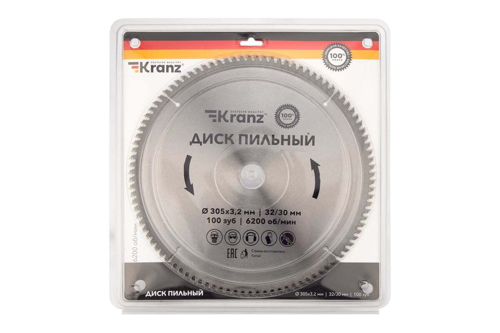 Диск пильный по дереву 305x32/30 мм, 100 зубьев KRANZ KR-92-0136