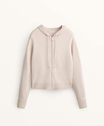 Oysho Вязаная куртка с капюшоном, каменный