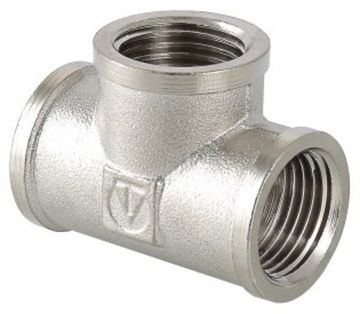 Тройник Valtec 3/4" ВР с внутренней резьбой латунный никелированный VTr.130.N.0005