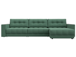 Диван угловой с декором Лига-049 НПБ Лонг, Амур 11 РОГОЖКА зеленый