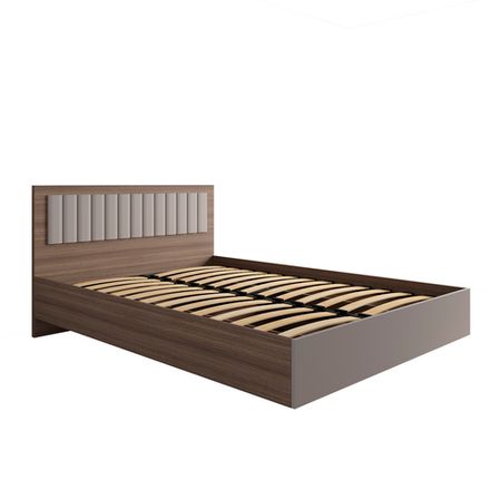 МС Роза Кровать 1400 Орех Франклин/Бежевый Скин, ДСВ Мебель