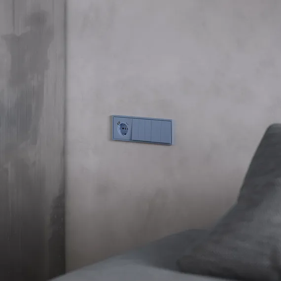 Накладка для розетки с заземлением и защитными шторками, с USB A+C, S70 (деним) vls001015