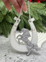 Новогодняя елочная игрушка Лошадка с подковой