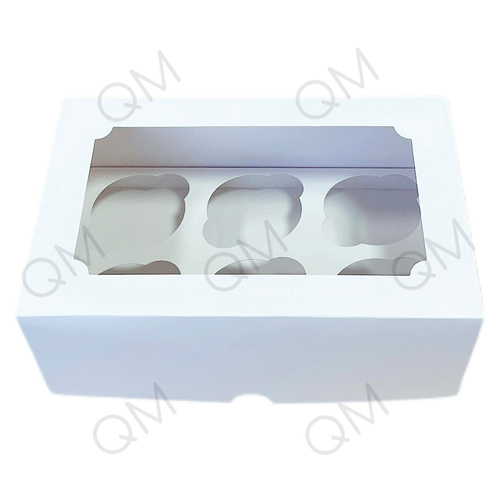 Коробка под капкейки с окошком 250*170*100 мм (6) (белая) целлюлозный картон с односторонним мелованным покрытием, премиум, 50шт