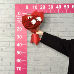 Букет цветов 7 роз Кения 40 см с хлопком в пленке красные