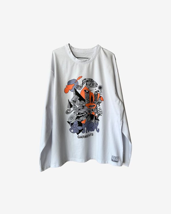 Лонгслив The Spirit of Nature белый с оранжево-сиреневым рисунком - фото 1