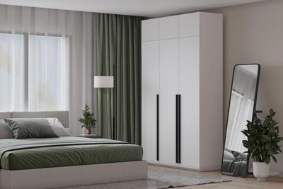 Распашной трехсекционный шкаф Лорена Пакс-3 с антресолью Белый 0101  170*60*240