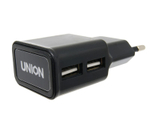 Сетевой адаптер питания Union MS01 2USB LED 2A (черный) в пакете