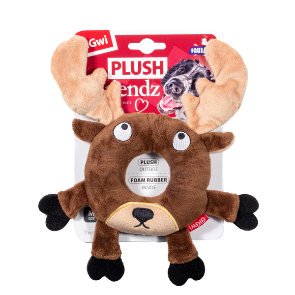 Игрушка GiGwi "Лось с пищалкой", для собак, 19 см.