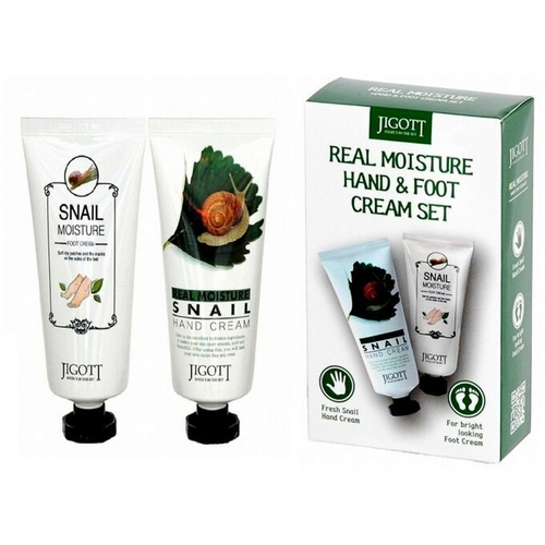 Набор крема для рук и ног с муцином улитки/Snail real moisture hand & foot cream set, JIGOTT, 200г