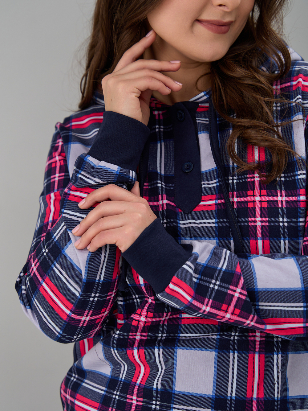 Костюм с брюками КБ-77/клеткасерая-малина