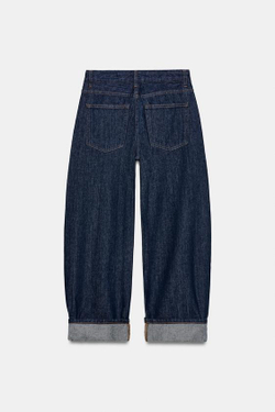 ZARA ДЖИНСЫ BALLOON СО СРЕДНЕЙ ПОСАДКОЙ — ZW COLLECTION, СИНИЙ