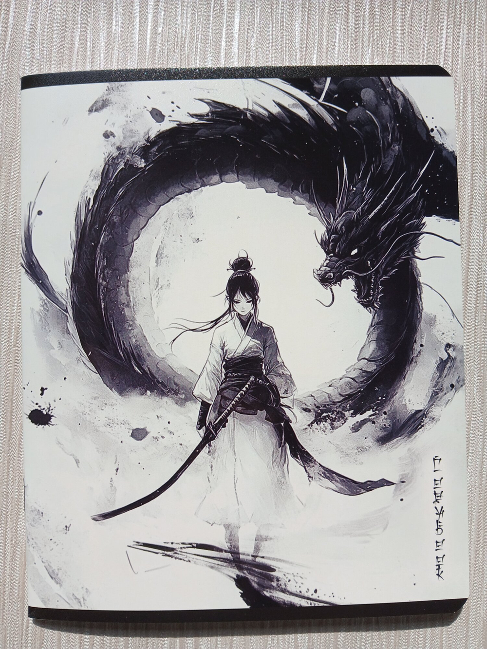 Тетрадь 48 листа А5+.  "Дракон и Самурай", общая, клетка. Формат А5+ (163*203 мм). Арт.120042. С полями. Комплект 5 шт.