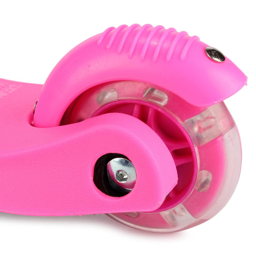 Самокат трехколесный колеса PVC со светом 110 мм, заднее колесо со светом, дека размер 52х10,5 см, р