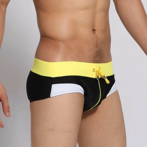 Мужские плавки черные с желтой резинкой Romeo Rossi RR6614-2