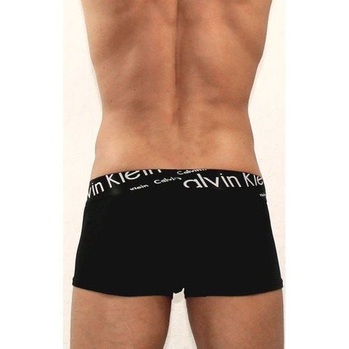 Мужские трусы хипсы черные с черной косой резинкой Calvin Klein Black Waistband Italics Boxer CK05103