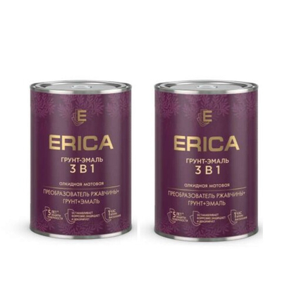 Грунт-эмаль Erica 3 в 1 красная, 0,8кг 2шт.