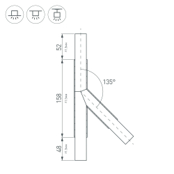 Тройник PLS-LOCK-H25-T135L левый (с экраном MAT-L) (Arlight, Металл) 026241