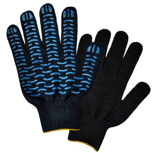 Перчатки х/б 6 нитей 10 класс ПВХ Волна Черные