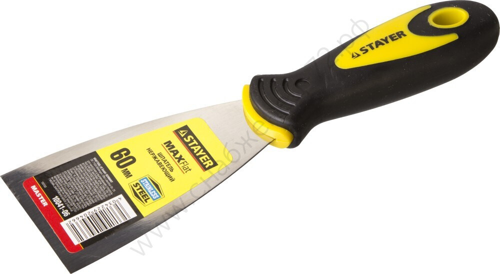 STAYER MaxFlat 60 мм, профилированное полотно двухкомпонентная ручка, нержавеющий, Шпатель, MASTER (10041-06)