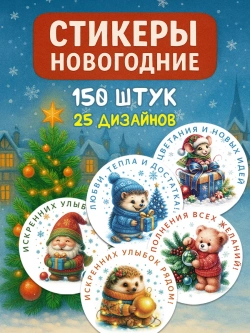 Набор новогодних стикеров 150 штук