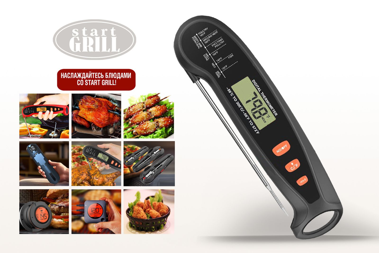 Цифровой термометр Model 1, складной, черный фото №12