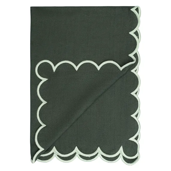 Набор кухонных полотенец с контрастным кантом зеленого цвета из коллекции trendy ruffles, 50х70 см