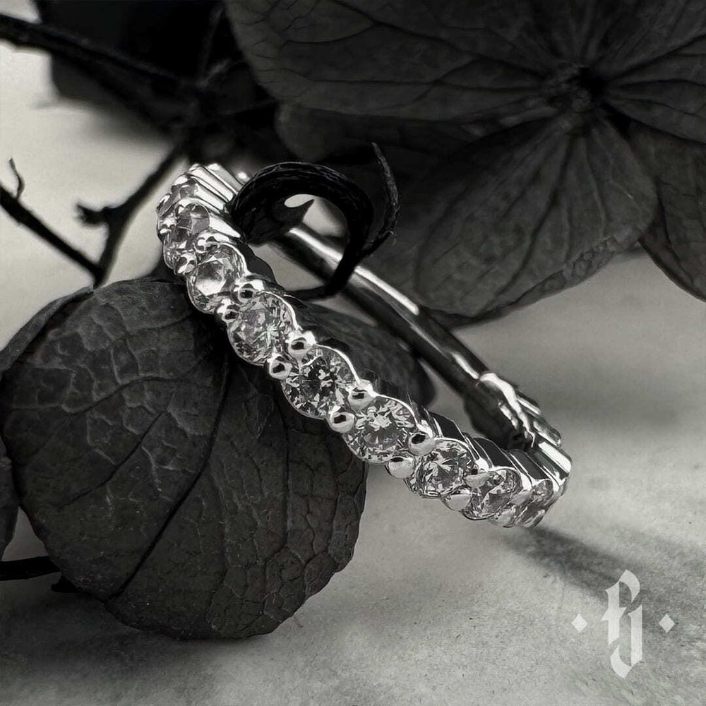 Кликер "Shine" с камнями 1.5мм - Белое золото - White CZ