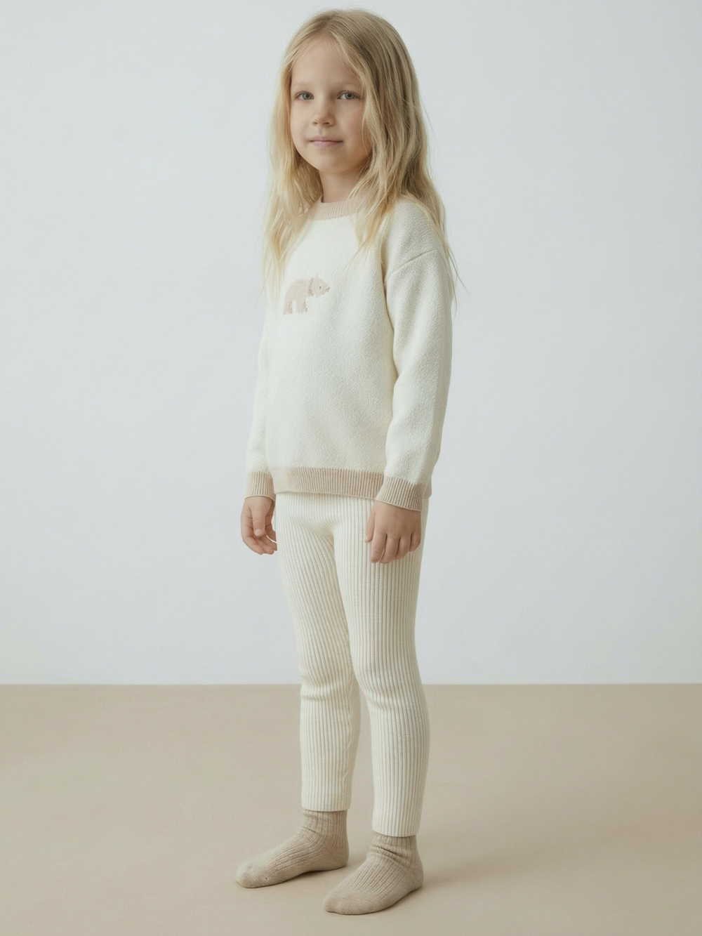 Леггинсы вязаные детские молочный